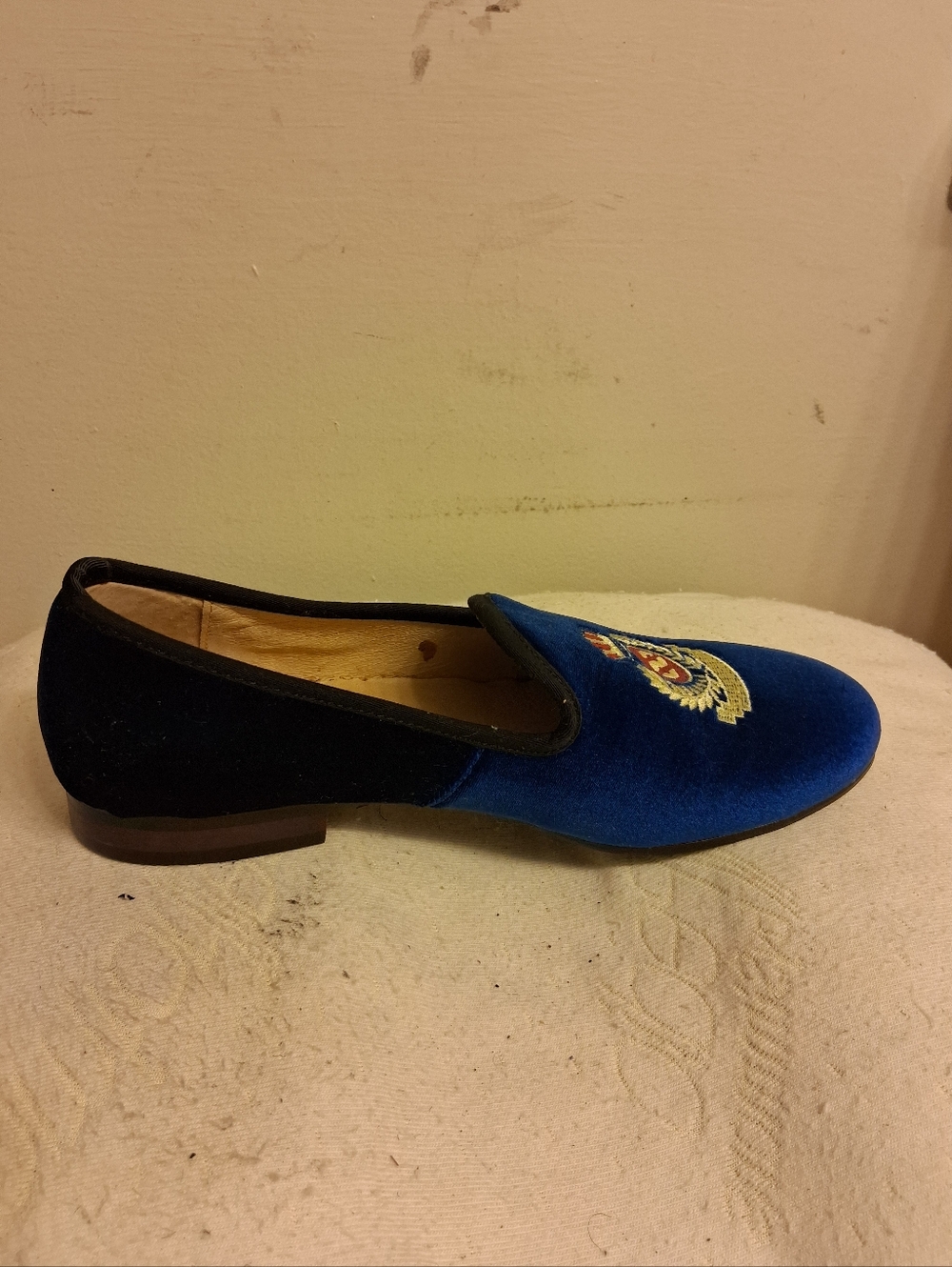 Men's JOURNEY WEST JW068 Blue Velvet Embroidered Loafers Size 43, US 10 - Picture 9 of 16